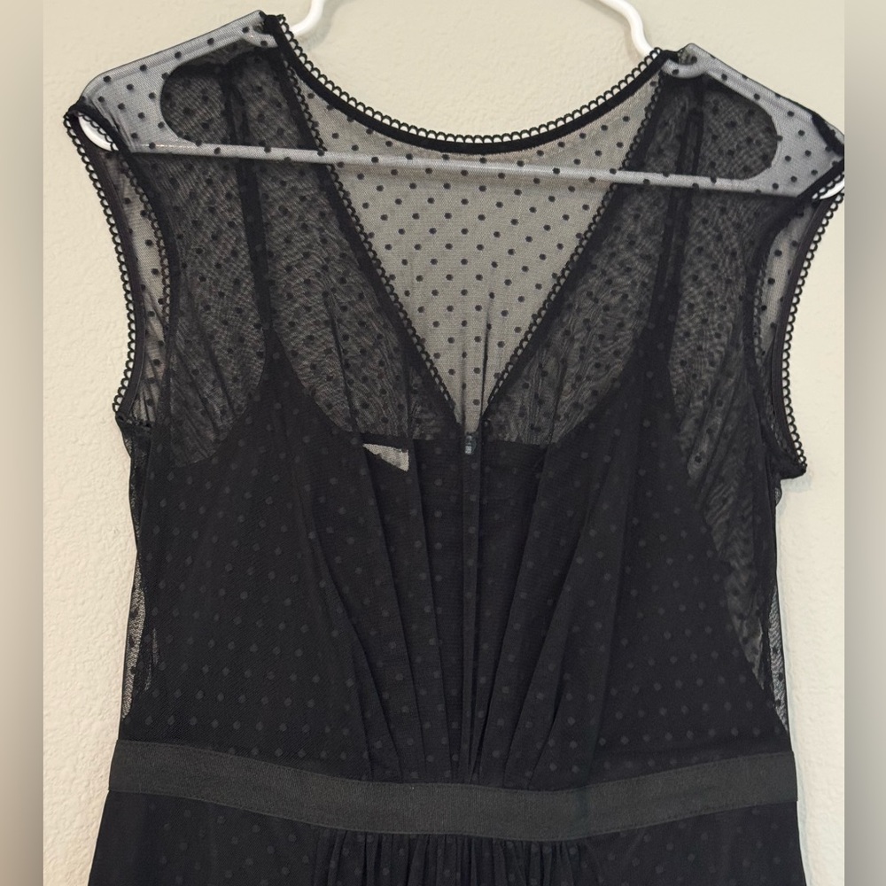 London Times Elegant Black Dress with Mesh Detail